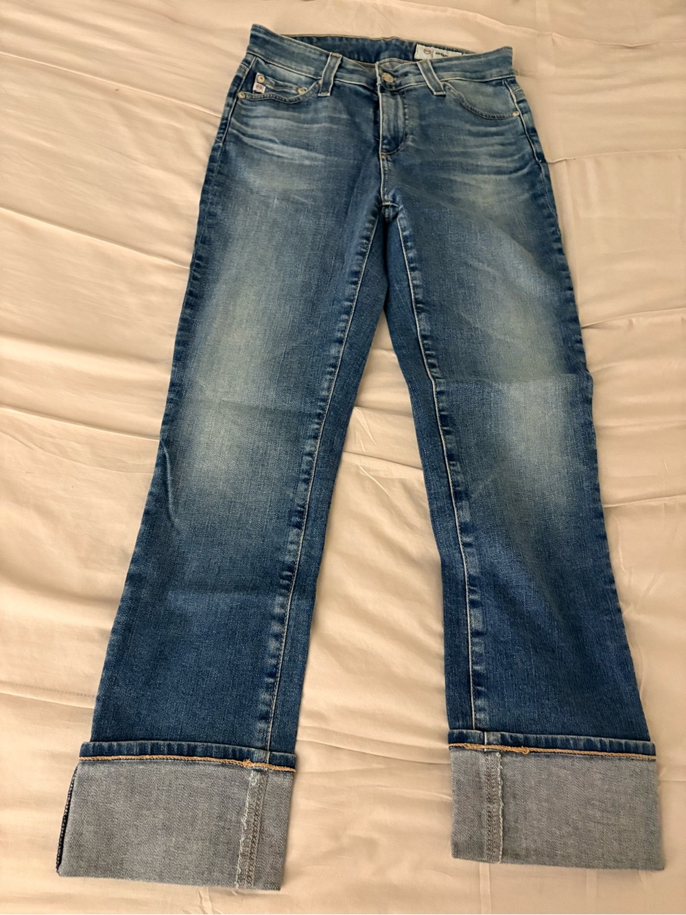 Cuffed Straight-Leg AG Adriano Goldschmied Jeans